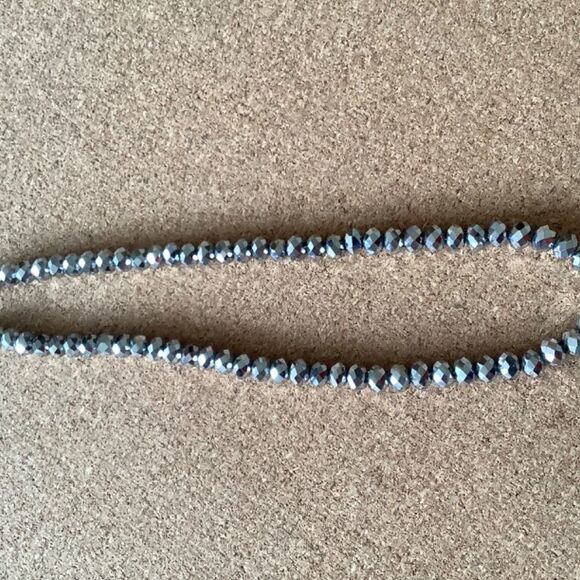 crystal SILVER FACETED BEADS WOMAN HAND MADE NECKLACE - Picture 7 of 13